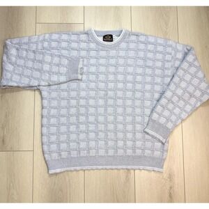 VTG 1990's Sedgefield Sweater Mens XL Gray Basket Weave Knit Cotton USA Textured